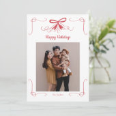 Carte de Noël avec ruban à nœud rouge (Debout devant)