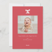 Carte de Noël avec ruban à nœud rouge (Dos)