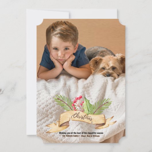 Carte de Noël avec Ruban de Noël (Devant)