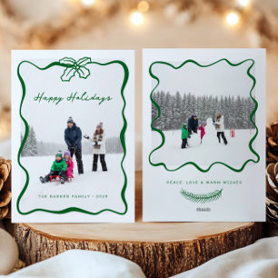 Carte de Noël avec ruban photo à main fantaisie