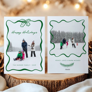 Carte de Noël avec ruban photo à main fantaisie