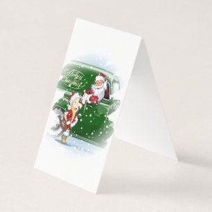 Carte de Noël avec Santa dessin animé et Snow Maid