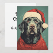 Carte de Noël avec Santa et Labrador noir (Devant / Derrière)
