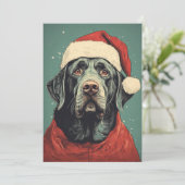 Carte de Noël avec Santa et Labrador noir (Debout devant)