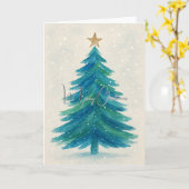 Carte de Noël avec sapin abstrait (Fleur jaune)