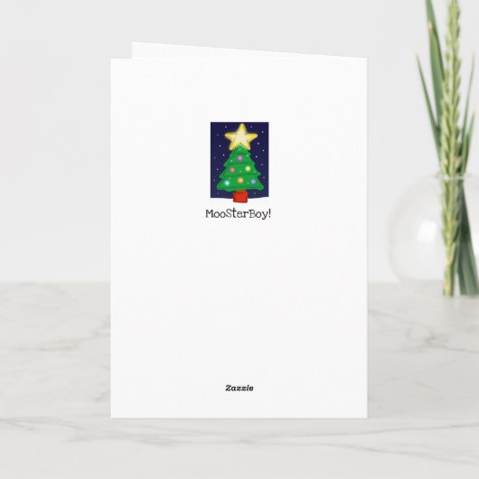 Carte de Noël avec sapin de Noël et étoile brillan (Dos)