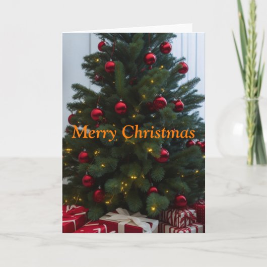 Carte de Noël avec sapin et cadeaux (Devant)