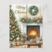 Carte de Noël avec sapin et cheminée (Devant)