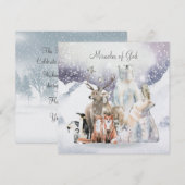 Carte de Noël avec scène de neige et miracles des  (Devant / Derrière)