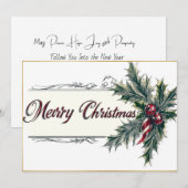 Carte de Noël avec script élégant (Devant / Derrière)