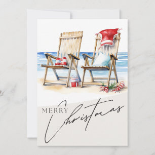 Carte de Noël avec thème de plage. 5 pouces x 7 po