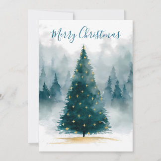 Carte de Noël avec un arbre de Noël aquarelle
