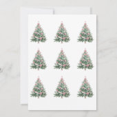 Carte de Noël avec un arbre décoré d'un ruban rose (Dos)