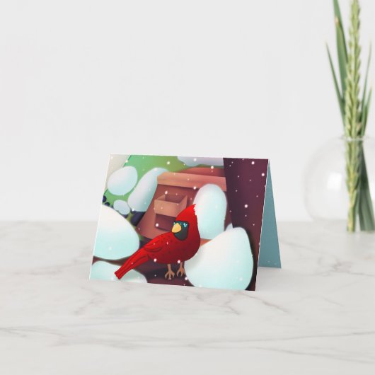 Carte de Noël avec un Cardinal à la Campagne (Devant)