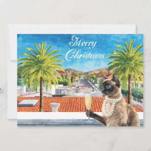 Carte de Noël avec un chat siamois de Californie