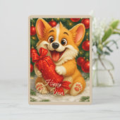 Carte de Noël avec un chien (Debout devant)