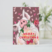 Carte de Noël avec un cochon Gentleman Funny (Debout devant)