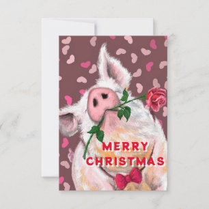 Carte de Noël avec un cochon Gentleman Funny