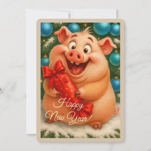 Carte de Noël avec un cochonnet (Devant)