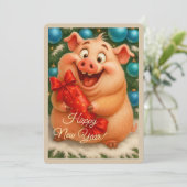 Carte de Noël avec un cochonnet (Debout devant)