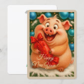 Carte de Noël avec un cochonnet (Devant / Derrière)