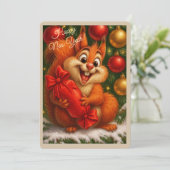 Carte de Noël avec un écureuil (Debout devant)