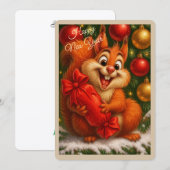 Carte de Noël avec un écureuil (Devant / Derrière)