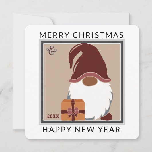 Carte de Noël avec un gnome de Noël mignon dans de (Devant)
