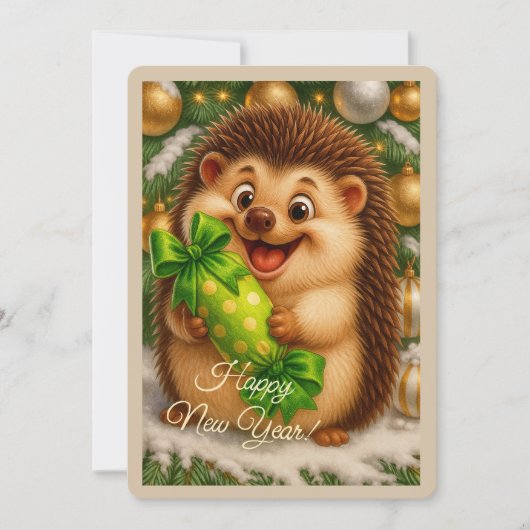 Carte de Noël avec un hérisson (Devant)