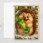Carte de Noël avec un hérisson (Devant / Derrière)