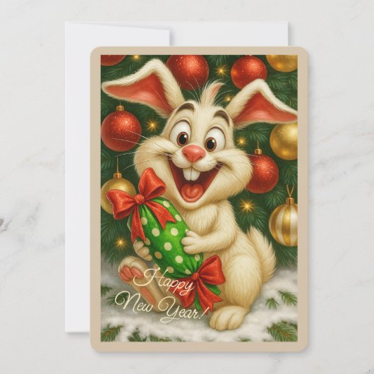 Carte de Noël avec un lapin (Devant)