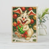 Carte de Noël avec un lapin (Debout devant)