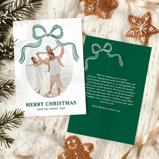 Carte de Noël avec un Nœud Vert