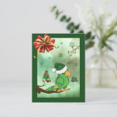 Carte de Noël avec un oiseau portant un chapeau de (Debout devant)