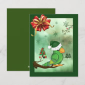 Carte de Noël avec un oiseau portant un chapeau de (Devant / Derrière)