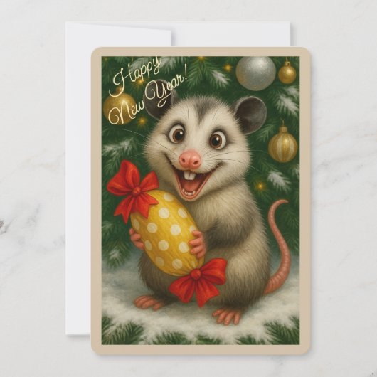 Carte de Noël avec un opossum (Devant)