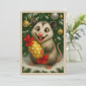 Carte de Noël avec un opossum (Debout devant)