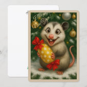 Carte de Noël avec un opossum (Devant / Derrière)
