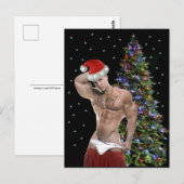 Carte de Noël avec un Père Noël musclé super sexy (Devant / Derrière)