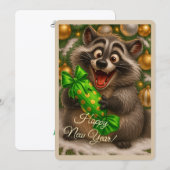 Carte de Noël avec un raton laveur (Devant / Derrière)