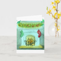 Carte de Noël avec une cheminée