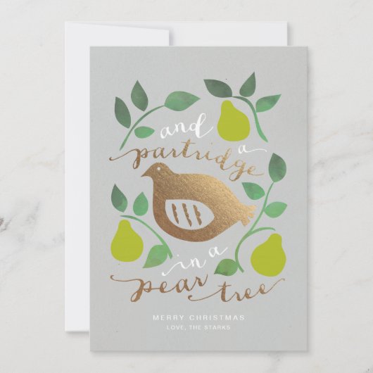 Carte de Noël avec une Perdrix dans un Poirier (Devant)