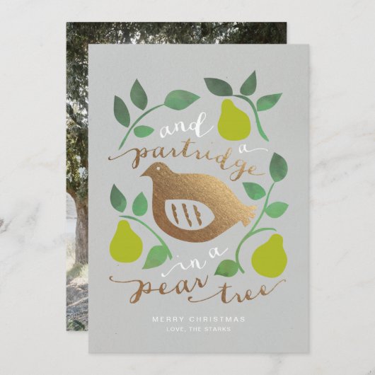 Carte de Noël avec une Perdrix dans un Poirier (Devant / Derrière)