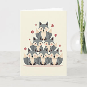 Carte de Noël avec une pile d'animaux mignons