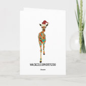 Carte de Noël azurée et ambre de fête de girafes (Dos)