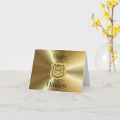 Carte de Noël Badge de Police ou Bouclier en Or (Fleur jaune)