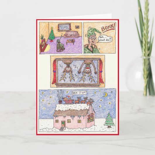 Carte de Noël - bande dessinée, "au-dessus du (Devant)