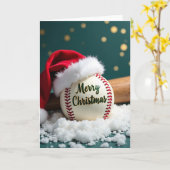 Carte de Noël Baseball Joyeux Noël (Fleur jaune)