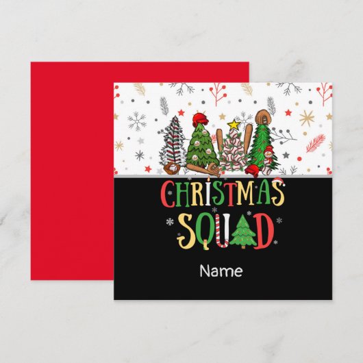 Carte de Noël Baseball Sapin de Noël Flocon de Nei (Devant / Derrière)