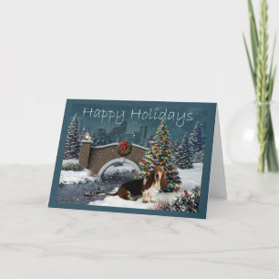 Carte de Noël Basset Hound Soirée